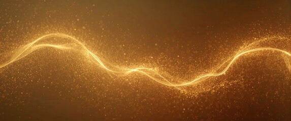 Naklejka premium Abstract shimmering golden wave of light gracefully flows across a warm, textured backdrop.