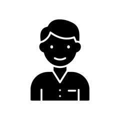 Simple Black Silhouette of a Smiling Person in a Shirt.
