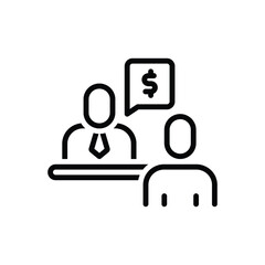 Black line icon for financial advisory