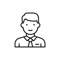 Simple Line Art Icon of a Smiling Businessman.