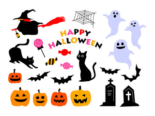 シンプルでかわいいハロウィンのイラストセット