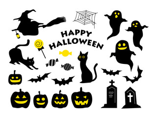 シンプルでかわいいハロウィンのイラストセット