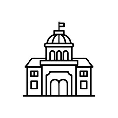 Simple Outline Drawing of a Classic Government Building.