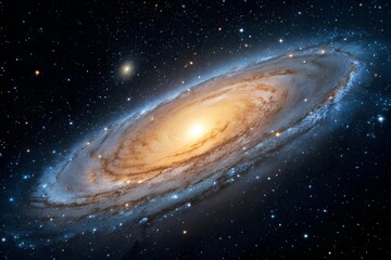 A breathtaking view of a majestic spiral galaxy, adorned with vibrant stars and cosmic dust, illuminating the boundless depths of the universe, an astronomical wonder.
