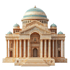 Obraz premium 3D front view illustration of the Hisham's Palace Jordan monument isolated on a white transparent background