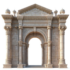 Obraz premium 3D front view illustration of the Jordan Gate Towers Jordan monument isolated on a white transparent background