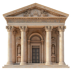 Fototapeta premium 3D front view illustration of the Jordan National Gallery of Fine Arts Jordan monument isolated on a white transparent background