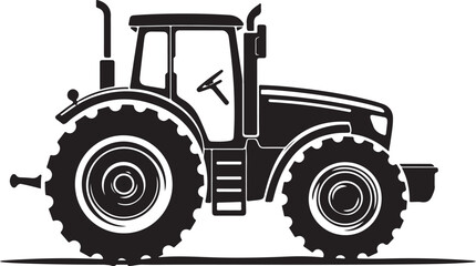"A vintage black and white tractor vector silhouette showcasing a classic farm vehicle design