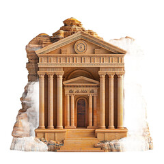 Obraz premium 3D front view illustration of the Rawaq Jordan monument isolated on a white transparent background