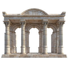 Fototapeta premium 3D front view illustration of the Roman Baths of Amman Jordan monument isolated on a white transparent background