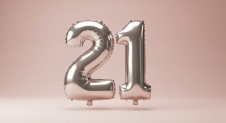 Rose Gold Number 21 Balloons, Celebration Concept, 21st birthday