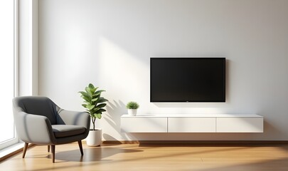 Elegant Modern Living Space Featuring Mounted Television