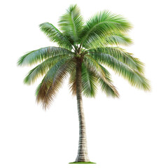 Fototapeta premium Palm Tree Oasis: A solitary palm tree stands tall, its fronds fanning out in the gentle breeze, presenting the essence of tropical paradise.