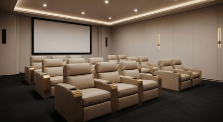 Modern Home Cinema Design Luxurious Reclining Seats and Large Projection Screen for Ultimate Entertainment