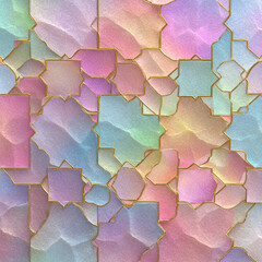 Moroccan star tile with pastel watercolor gradients and metallic edges