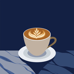 cup of coffee on a blue background