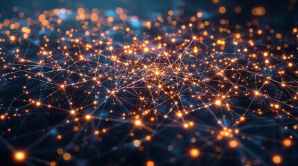 Dynamic network connections illuminating data flow in a modern digital landscape, abstract concept