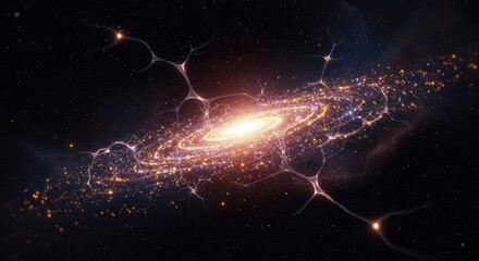 Abstract galactic spiral with luminous particles in deep space representation