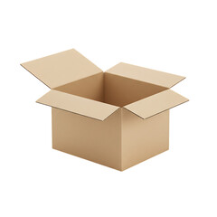 Open cardboard shipping box ready for packing and delivery isolated on transparent background