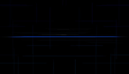 un tracé technologique bleu sur fond noir.