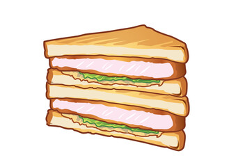 Triple decker turkey club sandwich layered with fresh lettuce and slices of turkey on toasted bread for a satisfying meal. Food concept