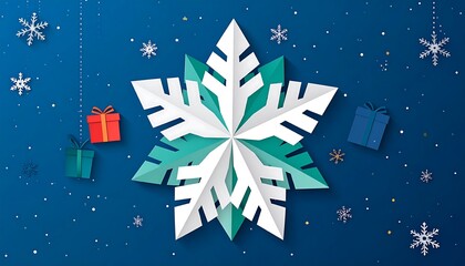 Fototapeta premium Christmas snowflake design with gifts