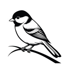 Ultra detailed illustration of a chickadee bird perched elegantly on a delicate small branch