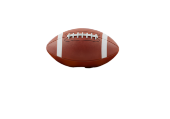 Close-up of a miniature American football on a black background with high contrast and detailed
