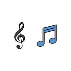 Colorful Music Notes Illustration Featuring a Treble Clef and a Quarter Note