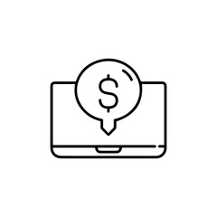 Fototapeta premium Simple Line Art of a Laptop with a Dollar Sign Icon.