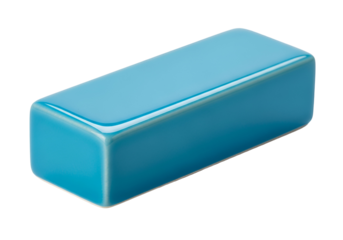Close-up of a shiny blue rectangular block isolated on black background