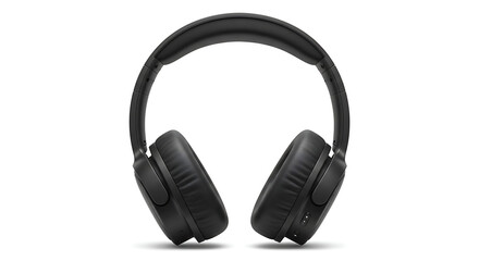 Fototapeta premium Sleek Black Over-Ear Headphones Offering Immersive Sound Quality and Superior Comfort in a Minimalist Modern Design, Isolated on White