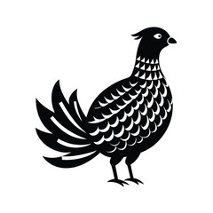 Fototapeta premium Artistic grouse illustration with intricate decorative feather textures and clean vector elements