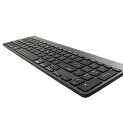 Closeup View of a Modern Wireless Keyboard on Black Background