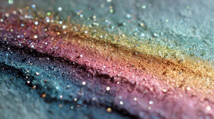 Rainbow colored pigments, glittering