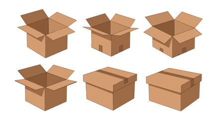 Fototapeta premium collection of cardboard boxes open and closed for packaging and shipping purposes