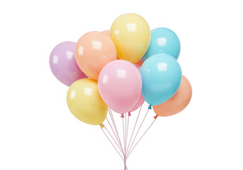 Bunch of colorful balloons isolated on transparent background