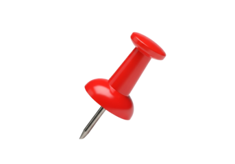 Close-up of red pushpin on black background for office or bulletin board use
