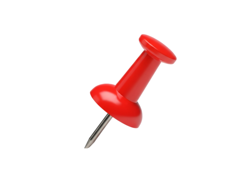 Close-up of red pushpin on black background for office or bulletin board use