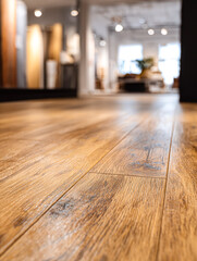 Interior view of a modern living space featuring a wooden floor with a warm finish