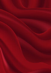 abstract background with red wavy fabric shapes vector