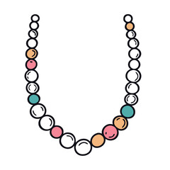 Fototapeta premium Colorful pearl necklace with black outline pearls beads