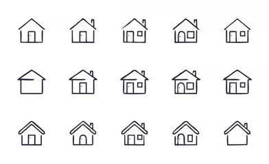 Home icons set outline style.eps
