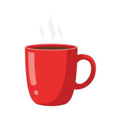 Steaming Red Coffee Mug Illustration Isolated on White Background for Graphic Design
