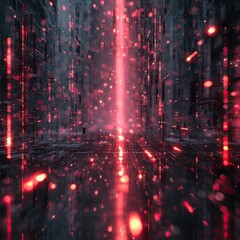 Obraz premium Dark, futuristic cityscape bathed in crimson light