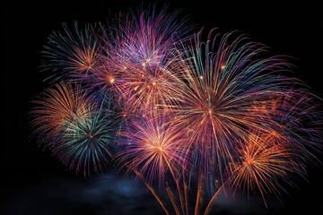 Vibrant fireworks display against a black background