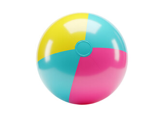 Obraz premium Colorful beach ball with bright pastel panels against a black background perfect for summer