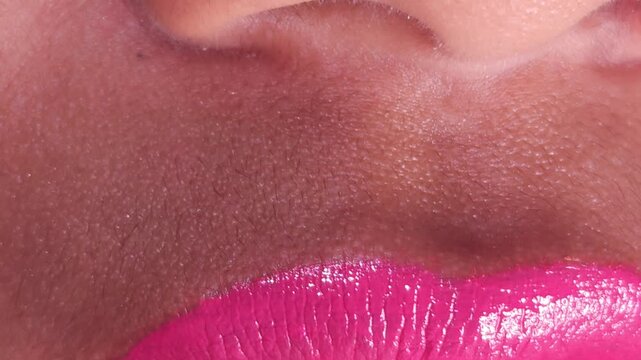 Lollipops, Female mouth licks sweet stick candy. Sexy Indian girl eating popsicles or chupa chups close-up. Woman lips sucking Tootsie Pops. Sensual sex shop concept. Sexual dreams. Pleasure. 