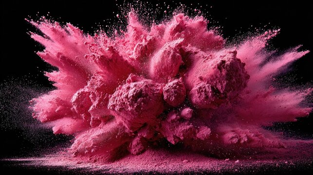 Pink powder explosion on black