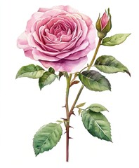 Fototapeta premium English pink Roses rose illustration watercolor.
